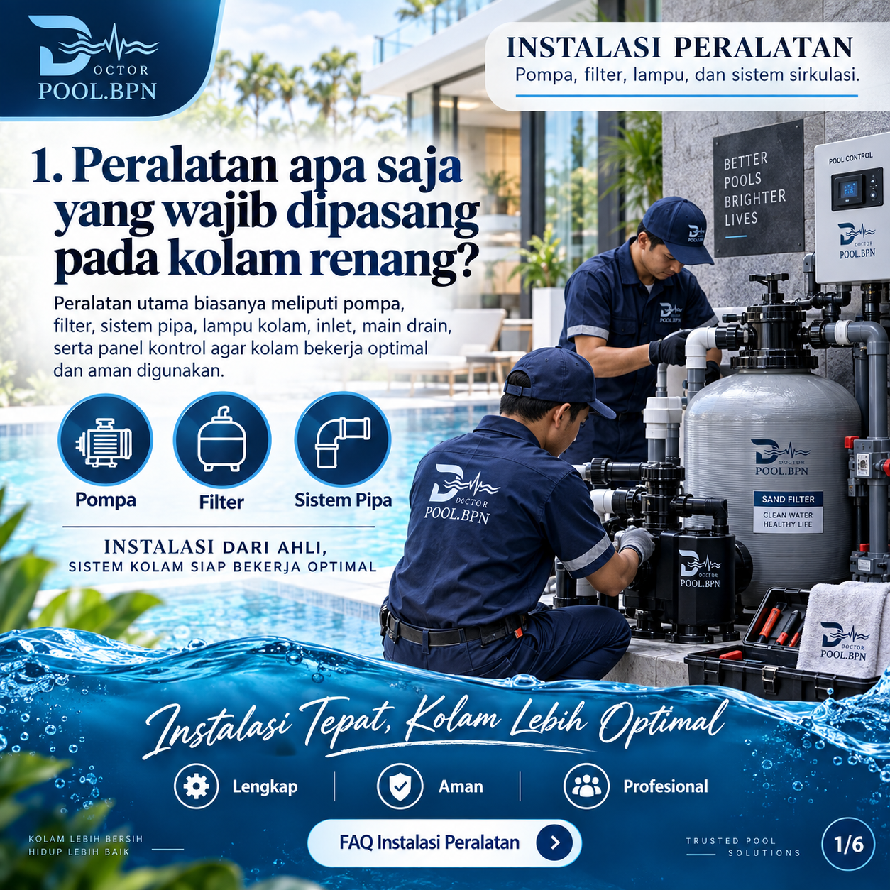 Instalasi peralatan kolam